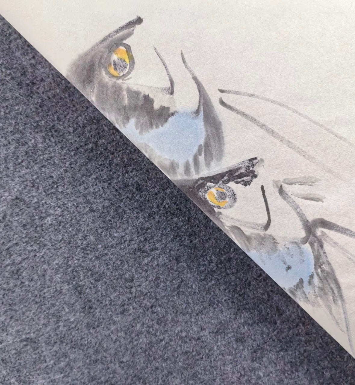Three Angelfish — Hand-Painted Ink Painting