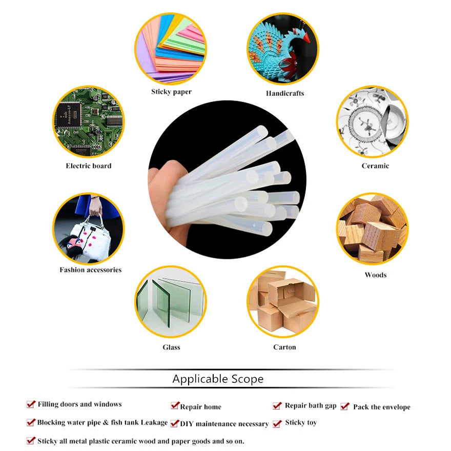 Hot Melt Glue Sticks — 30 Pack, 7mm × 100mm | For Mini Glue Guns & DIY Crafts