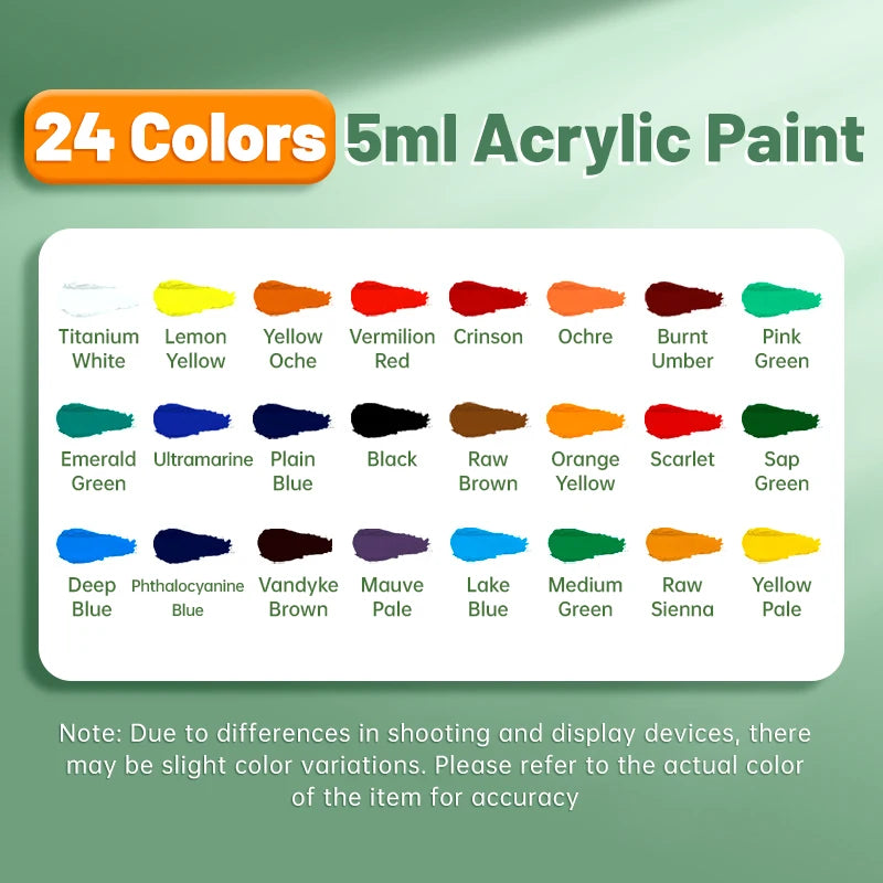 Acrylic Paint Set — 12, 18 & 24 Colors | Beginner-Friendly, Waterproof
