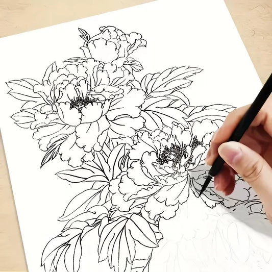 Floral Line Drawing Practice Book — 100+ Flower Designs