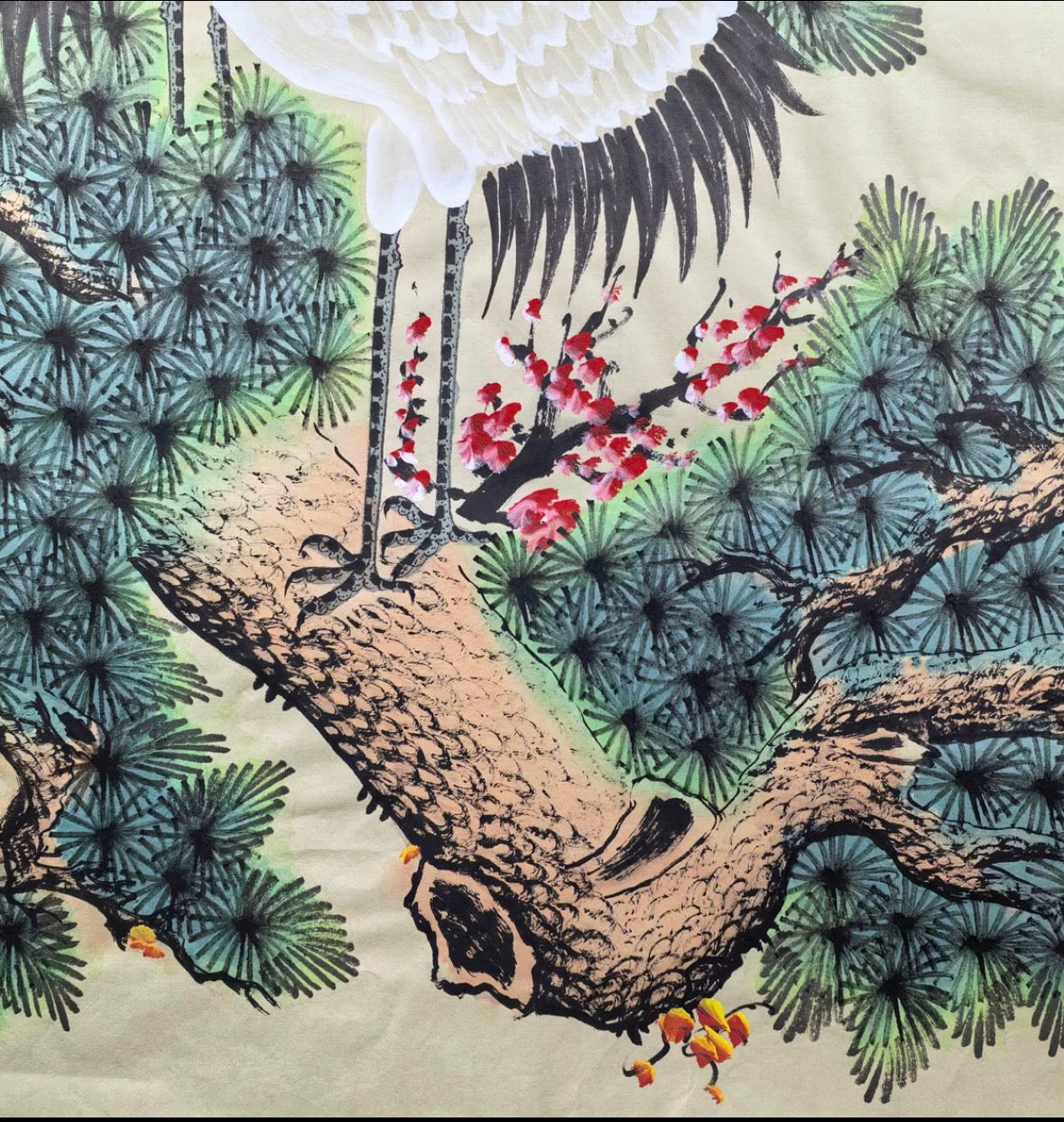 Two Cranes Welcoming Spring — Hand-Painted Ink Painting