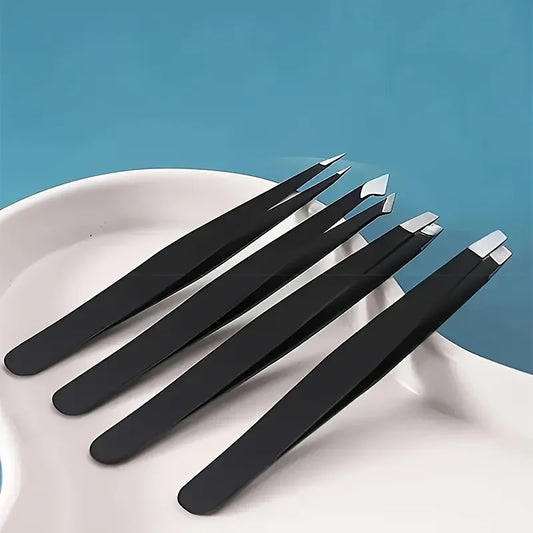 Professional Tweezers Set — 4 Piece Stainless Steel | Beauty, Grooming & Precision Crafts