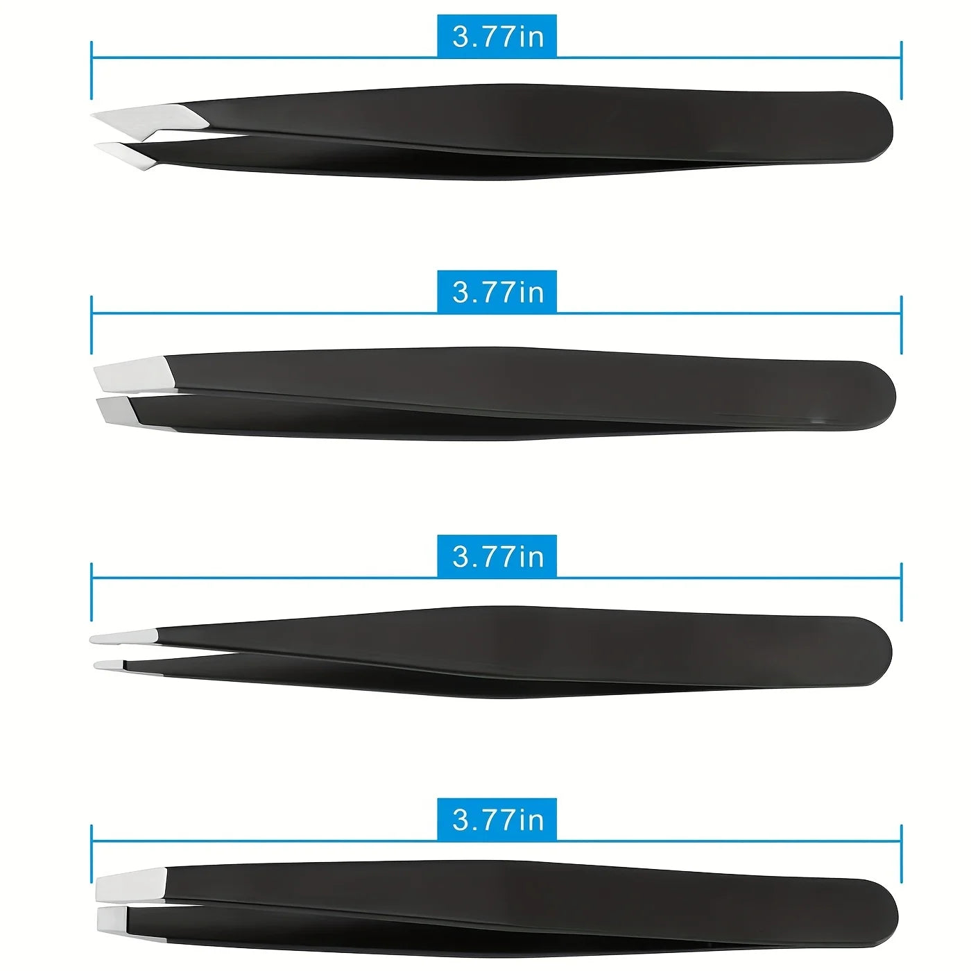 Professional Tweezers Set — 4 Piece Stainless Steel | Beauty, Grooming & Precision Crafts