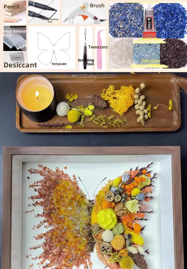 Crystal Eternal Flower DIY Kit — Real Pressed Botanicals & Resin Art Frame | 3 Sizes, 12 Color Themes