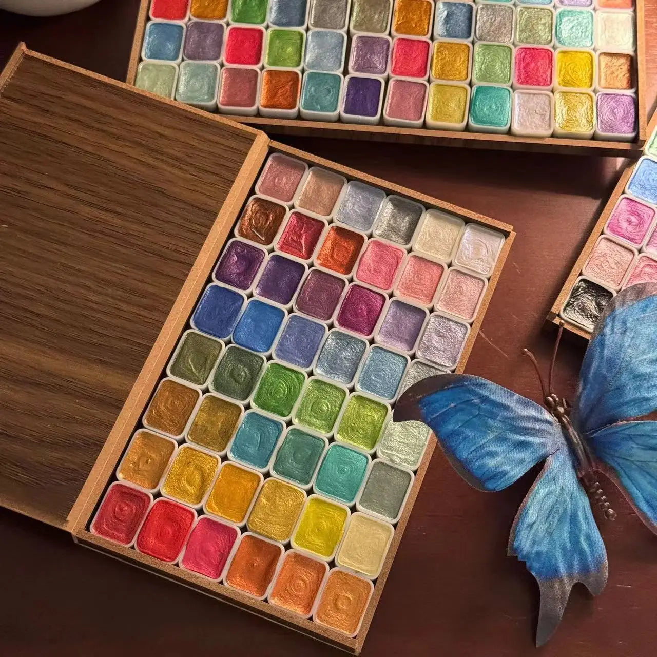 Glitter Watercolor Paint Set — Wooden Box | 48, 60, 84 & 120 Colors for Artists & Beginners