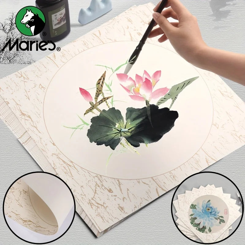 Semi-Sized Xuan Paper — 10 Sheets | 13 × 13 in | Ink Painting & Calligraphy