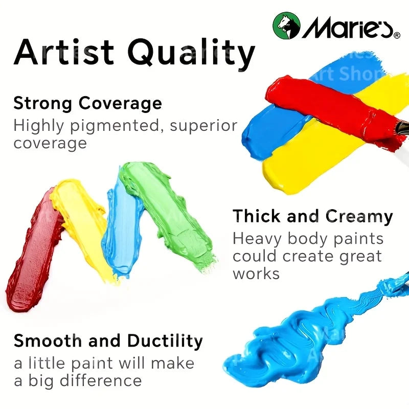 Acrylic Paint Set — 12 Colors, 100ml Tubes | Canvas, Wood, Stone & More