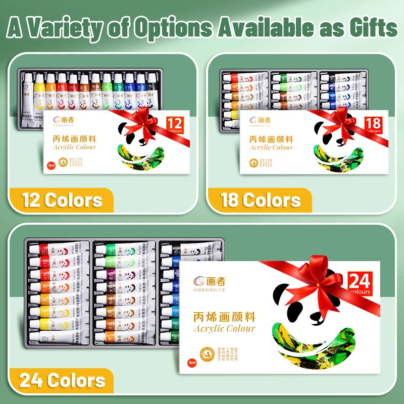 Acrylic Paint Set — 12, 18 & 24 Colors | Beginner-Friendly, Waterproof