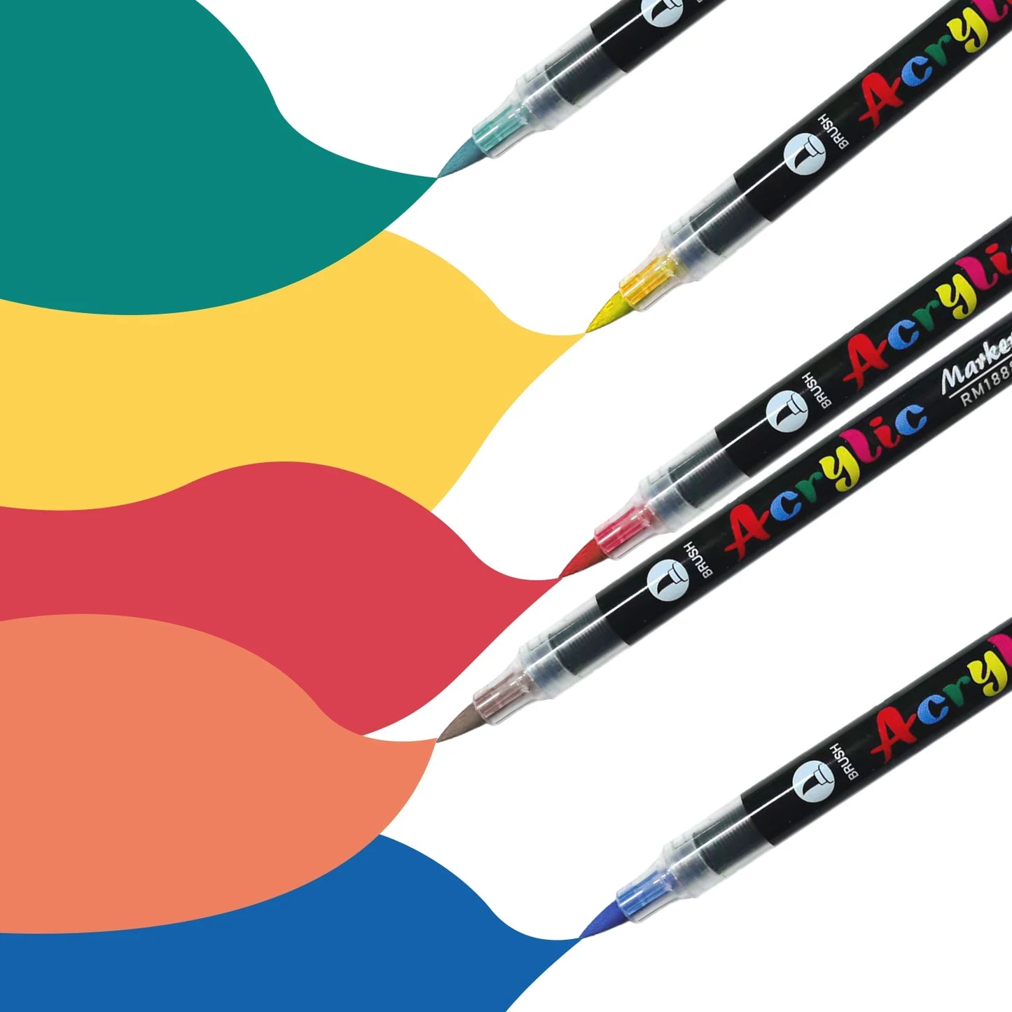 Acrylic Paint Marker Set — Dual-Tip, for Stone, Wood & Calligraphy