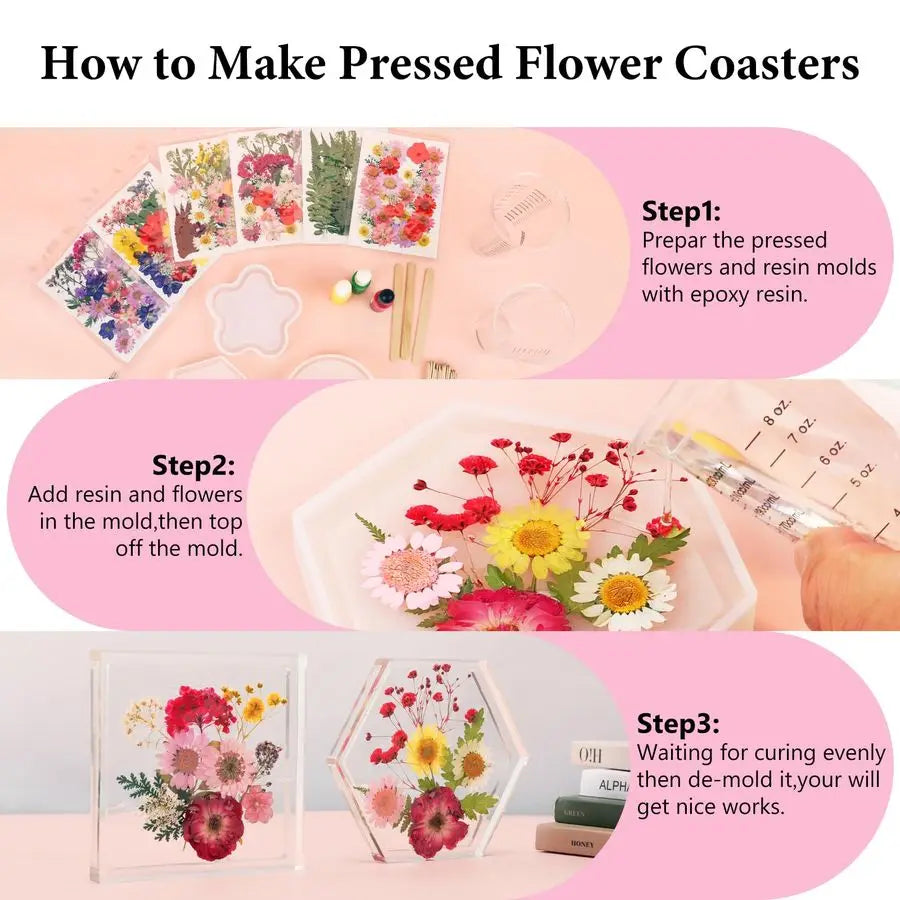 420-Piece Dried Pressed Flowers Set — 12 Varieties, Real Botanicals for Resin, Crafts & Home Décor