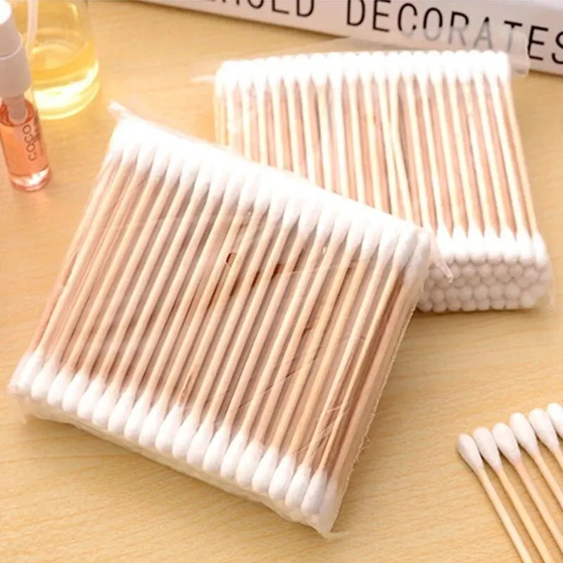Double-Tip Wood Cotton Swabs — 500 Count | Makeup, Cleaning & Detail Work