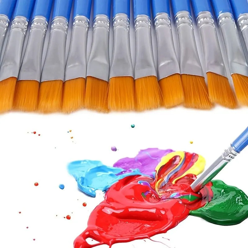 Painting Brush Set — 20 Pieces | Bristle & Wood Handle for Watercolor, Acrylic & Slow Art