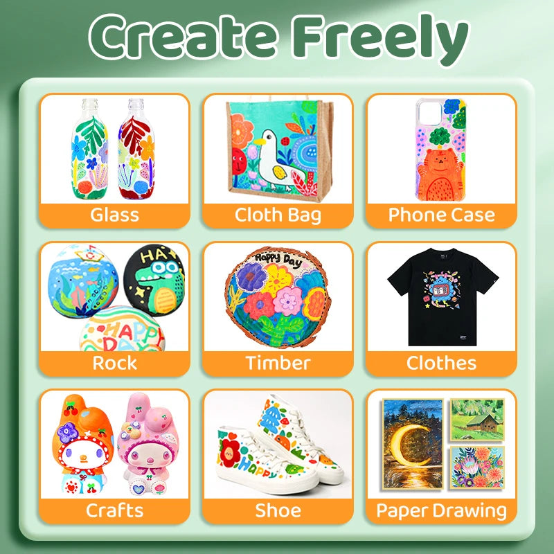 Acrylic Paint Set — 12, 18 & 24 Colors | Beginner-Friendly, Waterproof