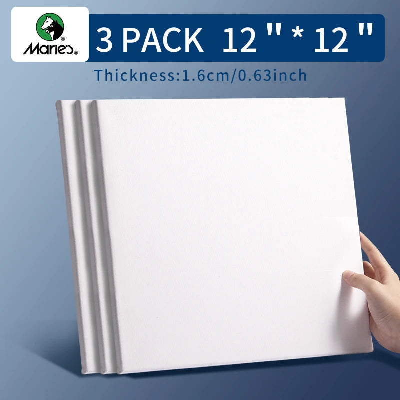 Stretched Canvas — 100% Cotton, Pre-Primed | 7 Sizes Including Round