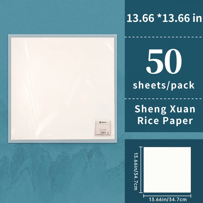 Raw Xuan Paper — 50 Sheets | 13.66 in × 13.66 in