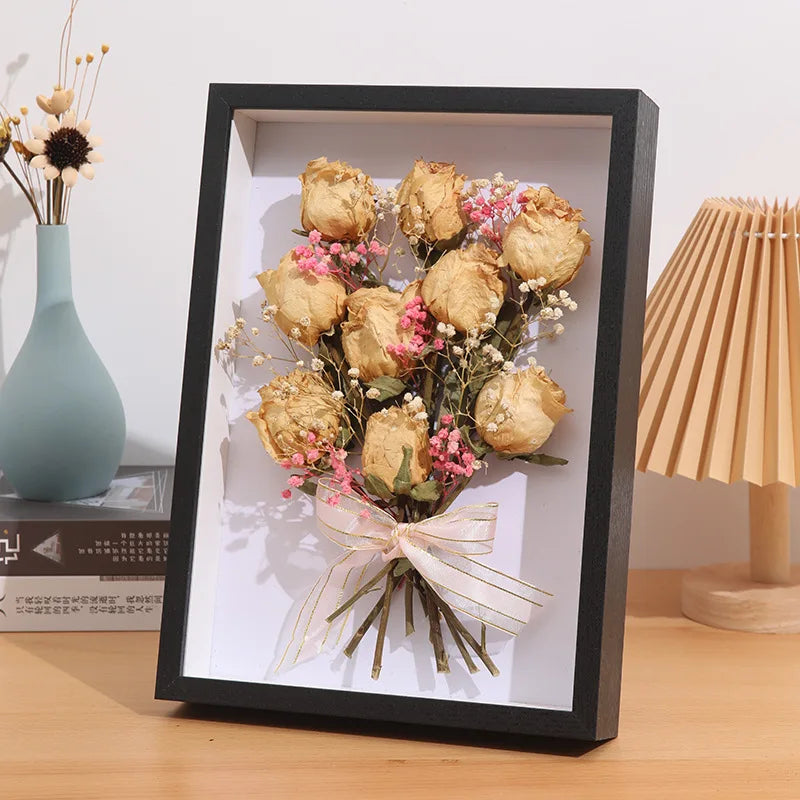 3D Shadow Box Frame — Dried Flower Display & Handmade Art Holder | 4 Colors, 6 Sizes