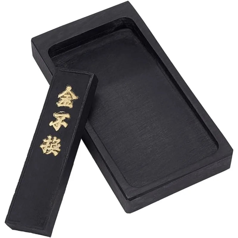 Portable Inkstone & Sumi Ink Stick Set for Chinese Calligraphy