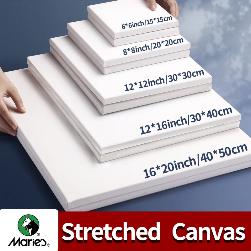 Stretched Canvas — 100% Cotton, Pre-Primed | 7 Sizes Including Round