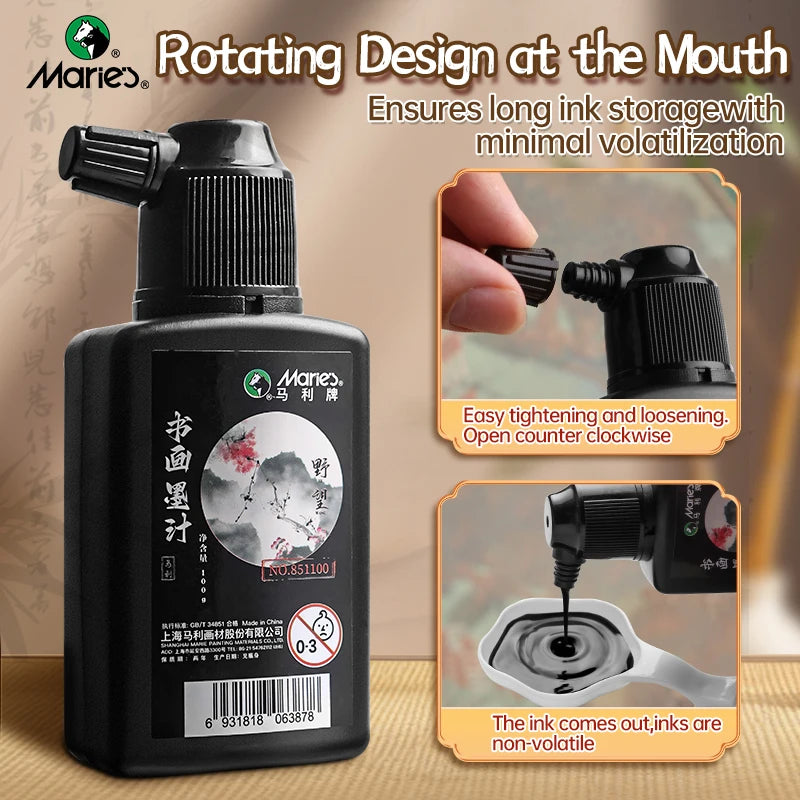 Sumi Liquid Ink — 100g, 250g, or 500g | Calligraphy & Ink Painting