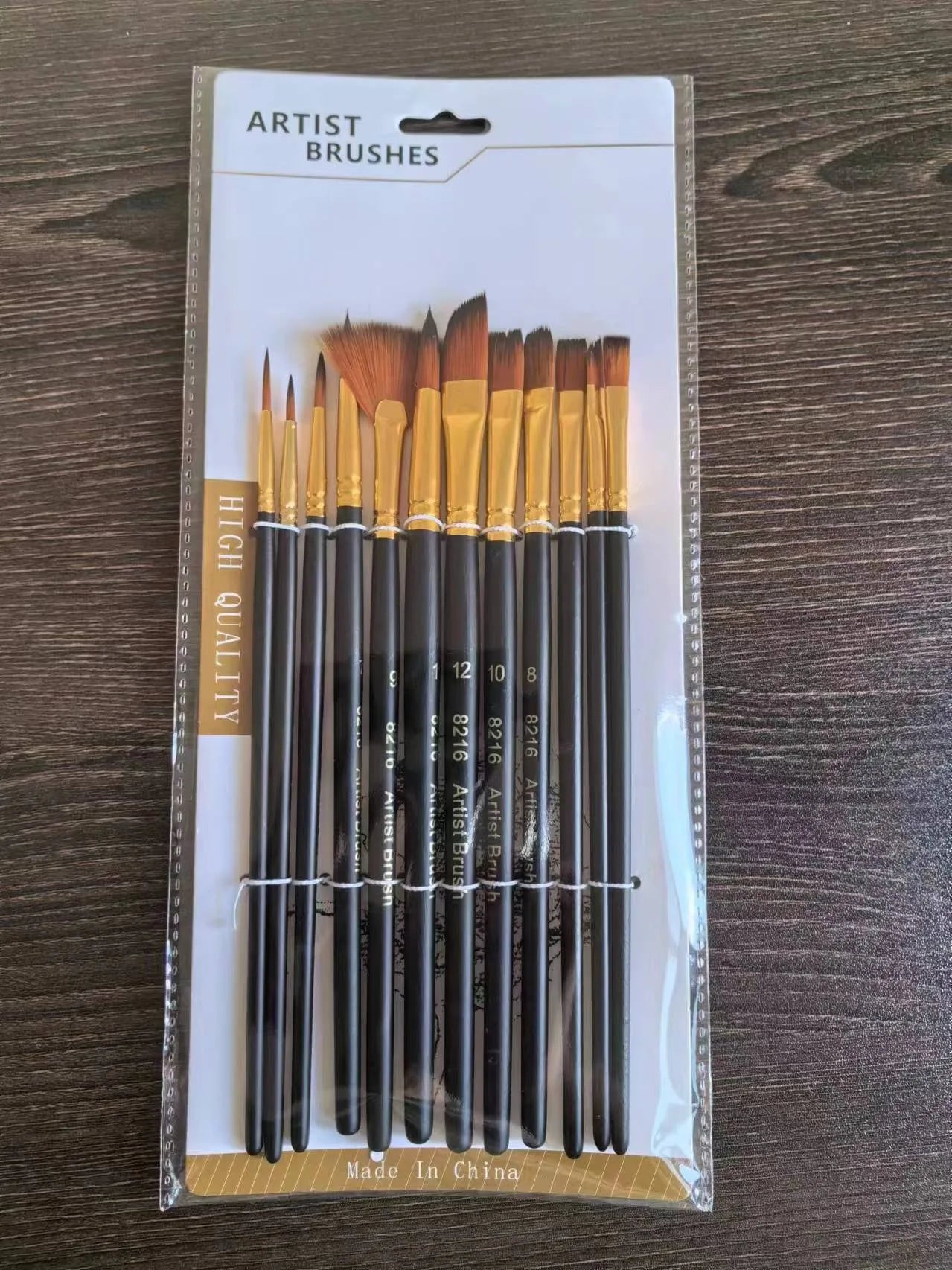 Nylon Flat Brush Set — 12 Pieces | Watercolor & Acrylic