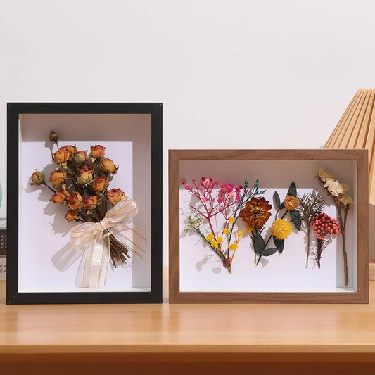 3D Shadow Box Frame — Dried Flower Display & Handmade Art Holder | 4 Colors, 6 Sizes