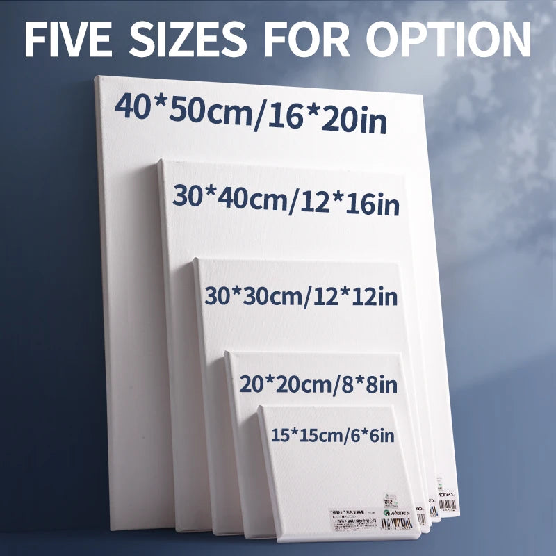 Stretched Canvas — 100% Cotton, Pre-Primed | 7 Sizes Including Round