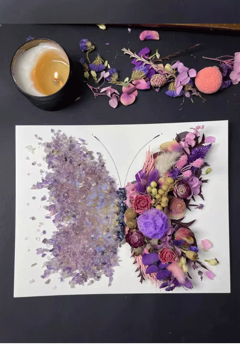 Crystal Eternal Flower DIY Kit — Real Pressed Botanicals & Resin Art Frame | 3 Sizes, 12 Color Themes