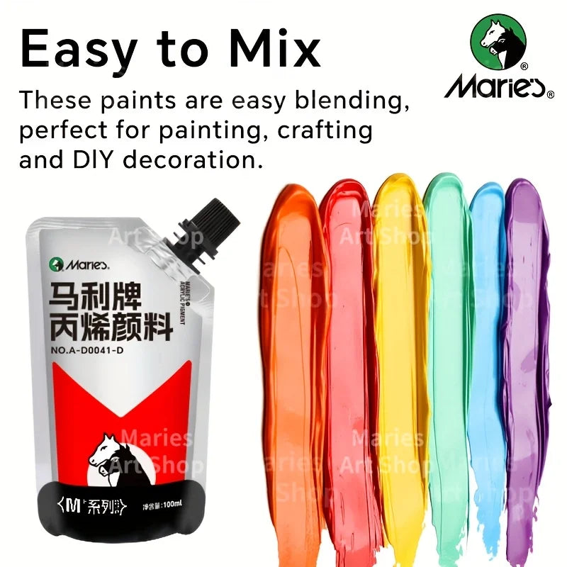 Acrylic Paint Set — 12 Colors, 100ml Tubes | Canvas, Wood, Stone & More