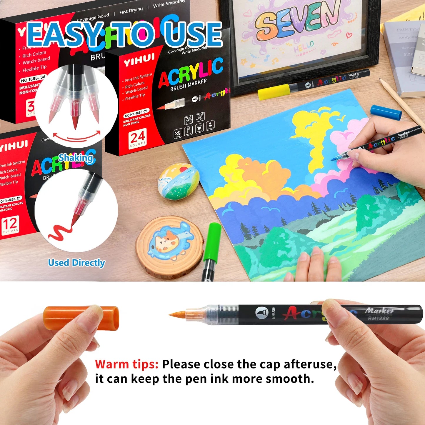 Acrylic Paint Marker Set — Dual-Tip, for Stone, Wood & Calligraphy