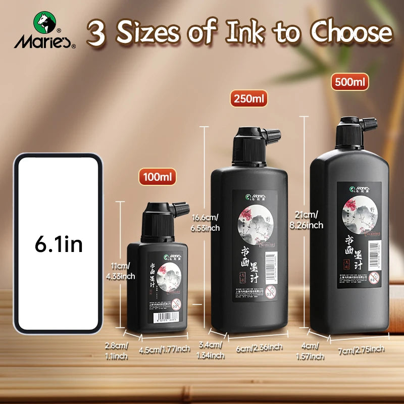 Sumi Liquid Ink — 100g, 250g, or 500g | Calligraphy & Ink Painting