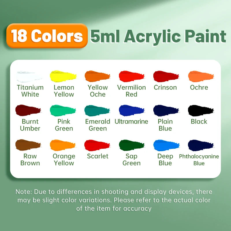 Acrylic Paint Set — 12, 18 & 24 Colors | Beginner-Friendly, Waterproof