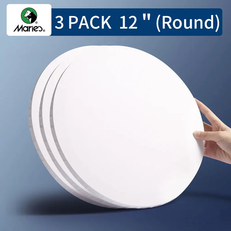 Stretched Canvas — 100% Cotton, Pre-Primed | 7 Sizes Including Round