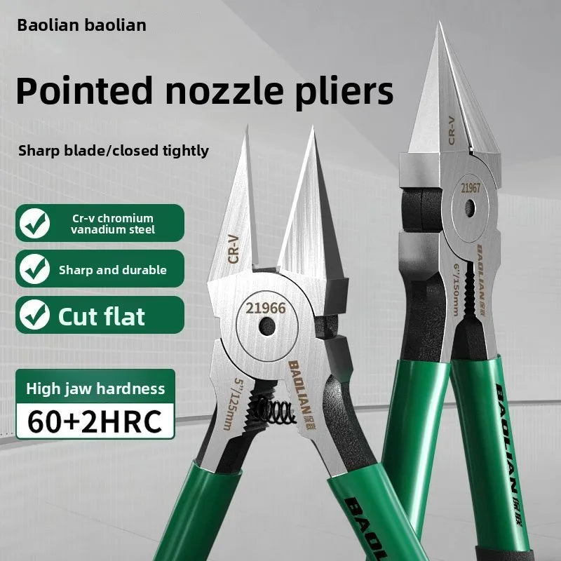 Long Nose Diagonal Pliers — 5" & 6" Bent Handle | Chrome Vanadium, Electrician & DIY Tool
