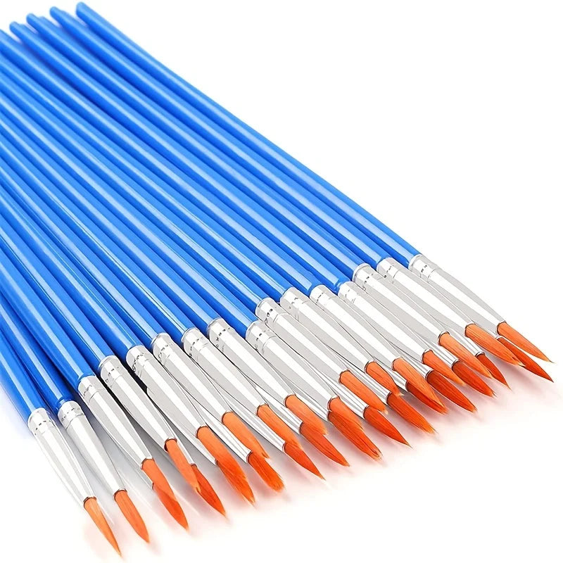Painting Brush Set — 20 Pieces | Bristle & Wood Handle for Watercolor, Acrylic & Slow Art