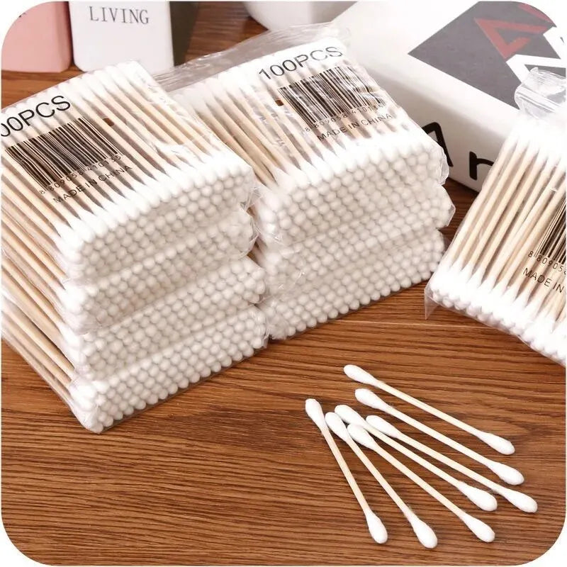 Double-Tip Wood Cotton Swabs — 500 Count | Makeup, Cleaning & Detail Work