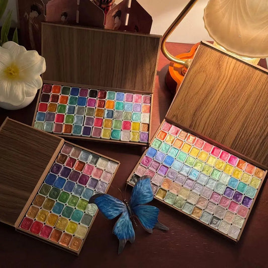 Glitter Watercolor Paint Set — Wooden Box | 48, 60, 84 & 120 Colors for Artists & Beginners