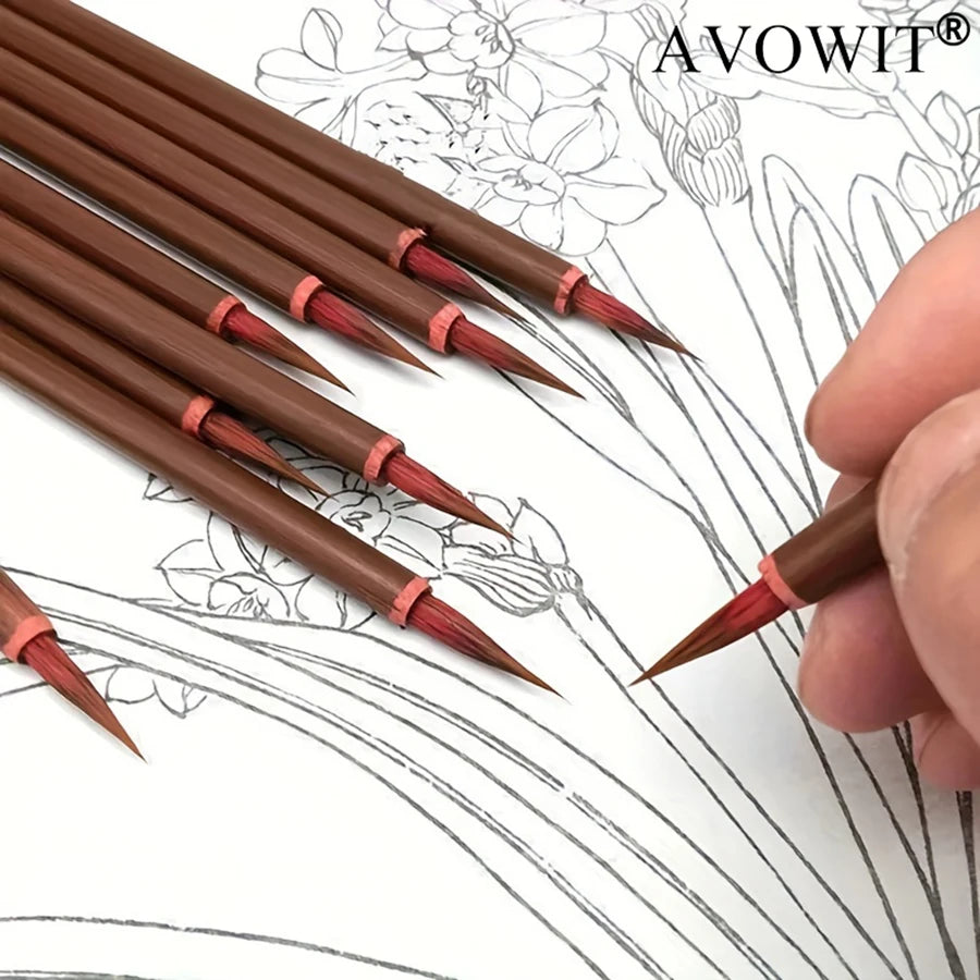 Fine Line Art Brushes for Outline Drawing — Handmade Chinese Calligraphy & Detail Work