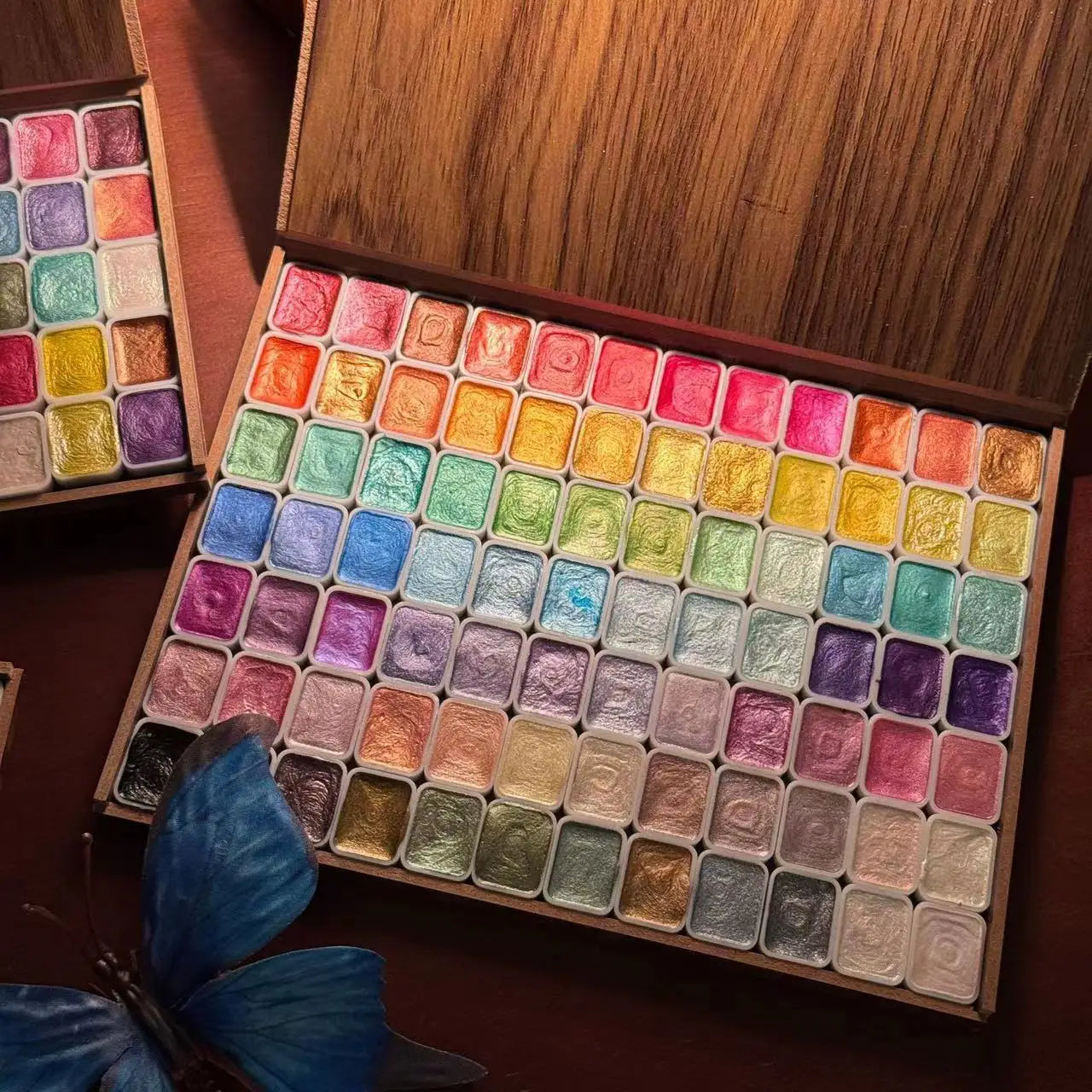Glitter Watercolor Paint Set — Wooden Box | 48, 60, 84 & 120 Colors for Artists & Beginners