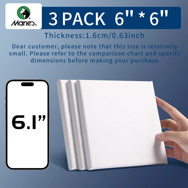 Stretched Canvas — 100% Cotton, Pre-Primed | 7 Sizes Including Round