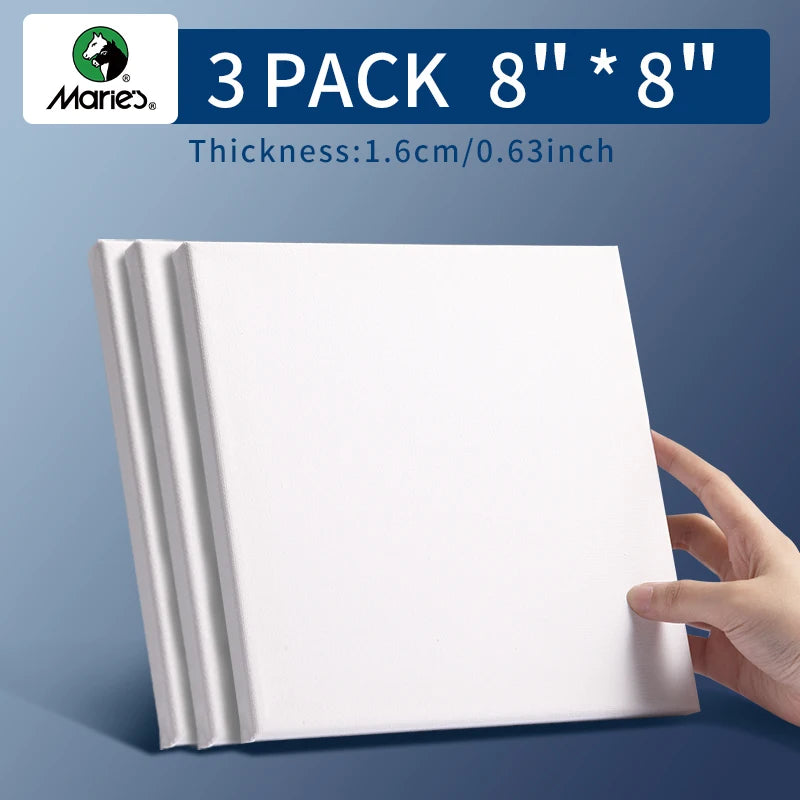 Stretched Canvas — 100% Cotton, Pre-Primed | 7 Sizes Including Round