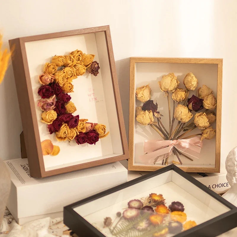 3D Shadow Box Frame — Dried Flower Display & Handmade Art Holder | 4 Colors, 6 Sizes