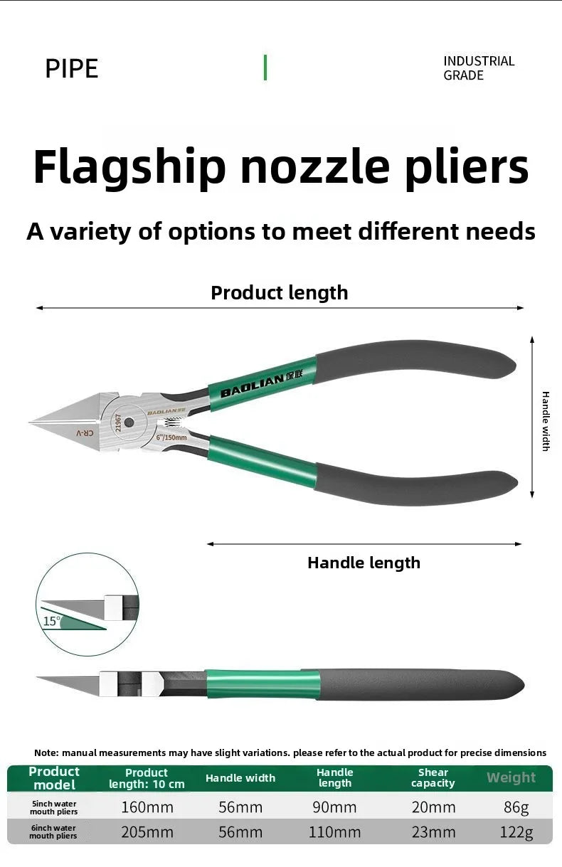 Long Nose Diagonal Pliers — 5" & 6" Bent Handle | Chrome Vanadium, Electrician & DIY Tool